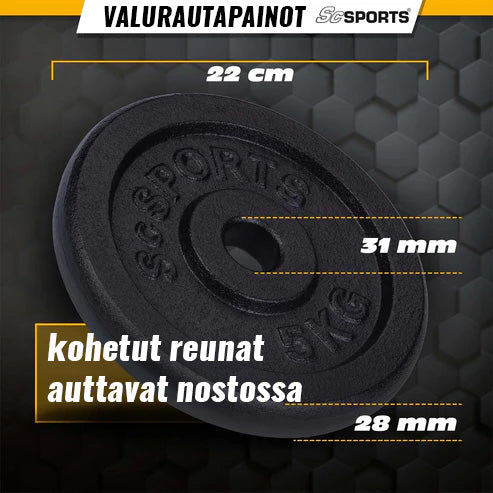 Valurautainen levypainosetti 30/31 mm 10–40 kg