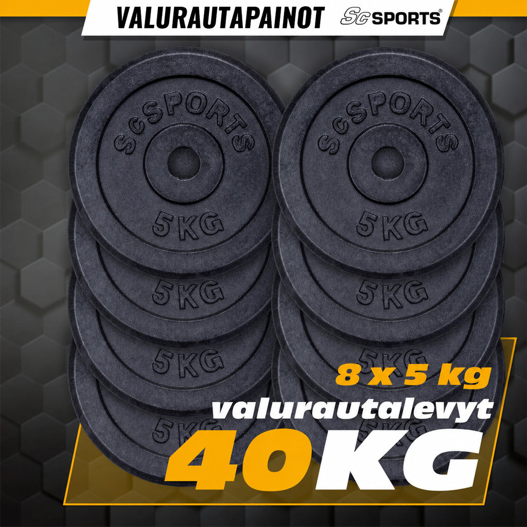 Valurautainen levypainosetti 30/31 mm 10–40 kg