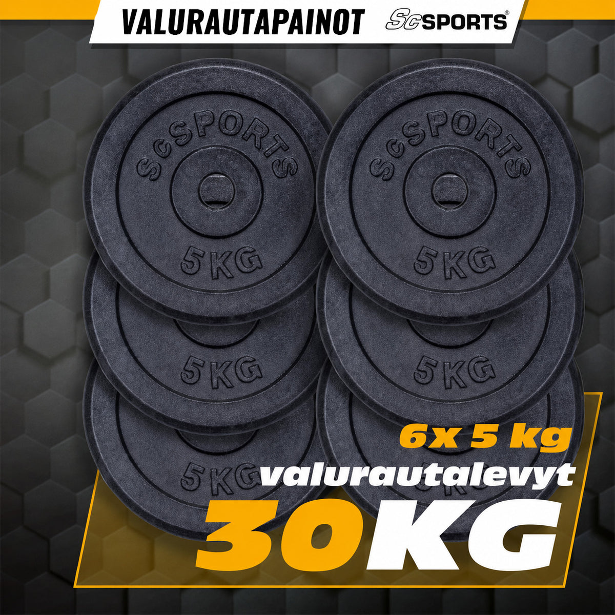 Valurautainen levypainosetti 30/31 mm 10–40 kg