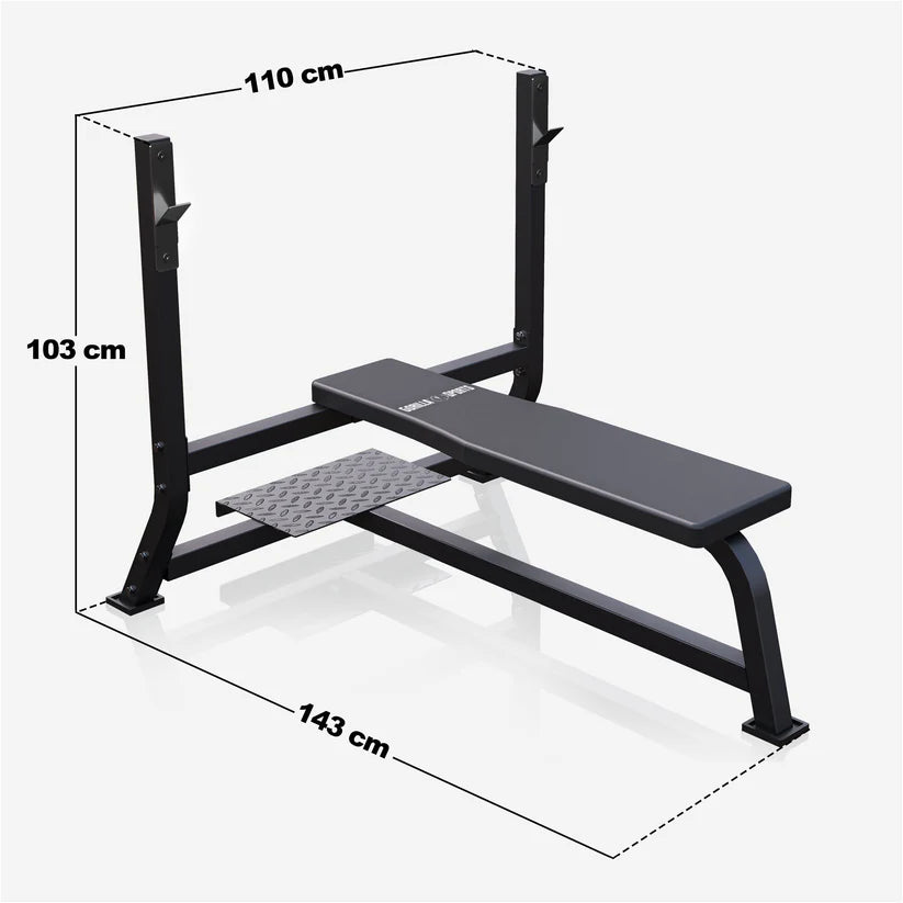 Leveä painonnostopenkki 250 kg, musta