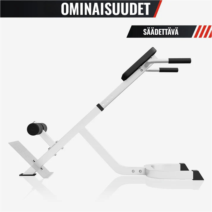 Säädettävä selkäpenkki tukikahvoilla, valkoinen