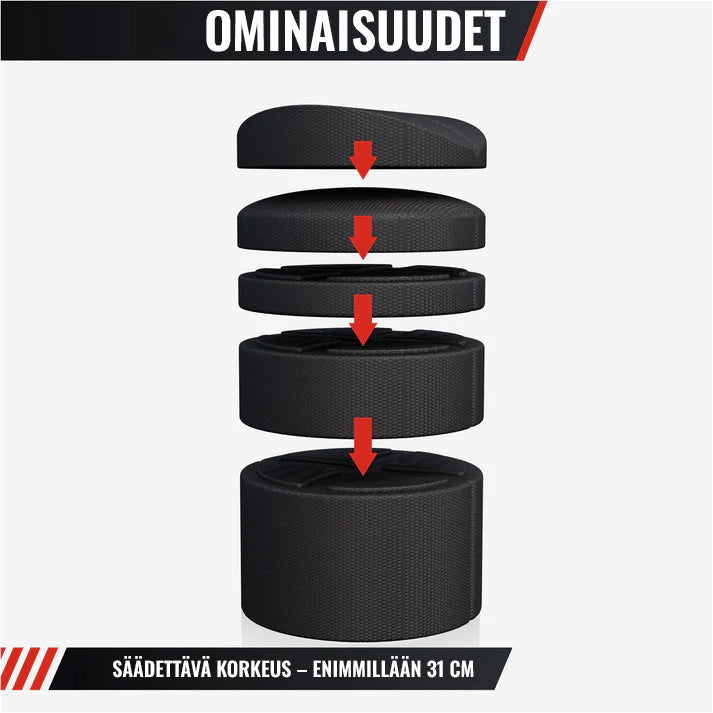 Säädettävä selänvenyttäjä 3 korkeustasolla