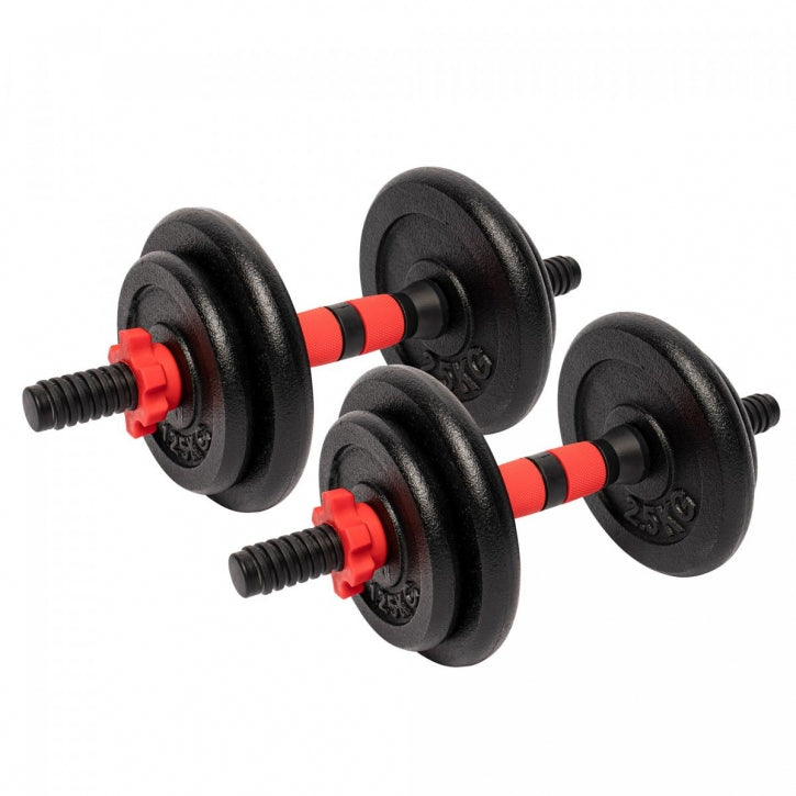 Valurautainen käsipainosetti 15 kg kierrelukoilla