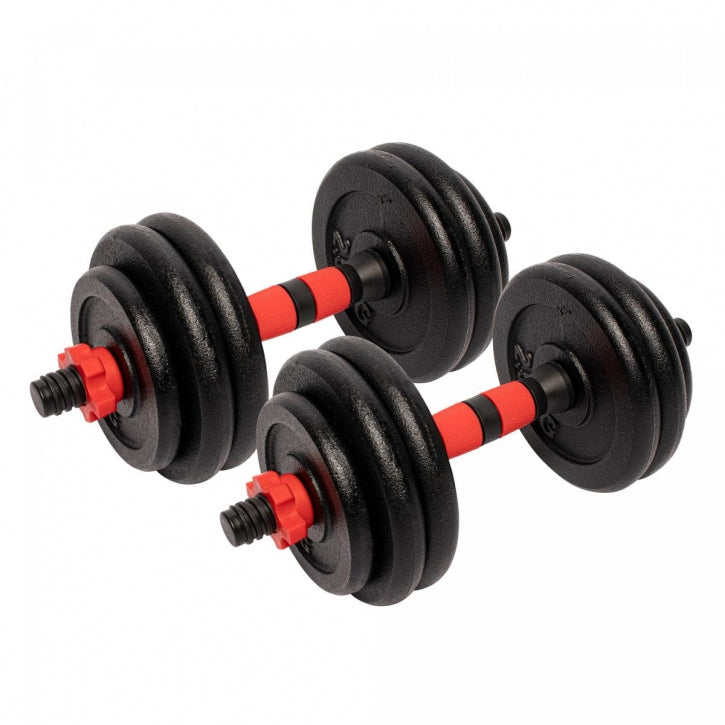 Valurautainen käsipainosetti 25 kg kierrelukoilla