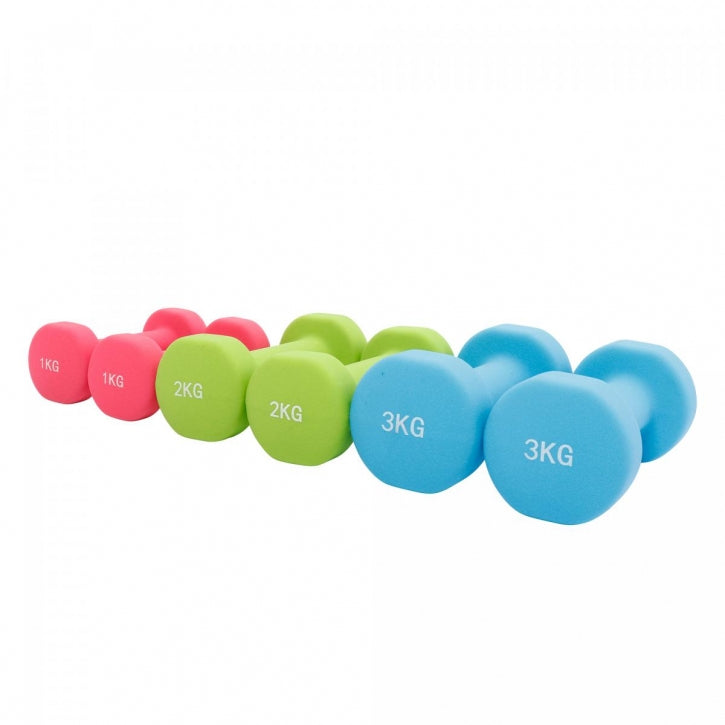 Neopreenikäsipainosetti 12 kg säilytyskotelolla