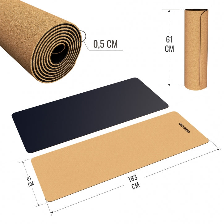 Luistamaton joogamatto 5 mm TPE 183 x 61 cm