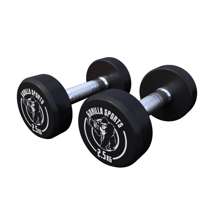 Pro kiinteä käsipainopari, kumipinnoitettu, 2,5–15 kg