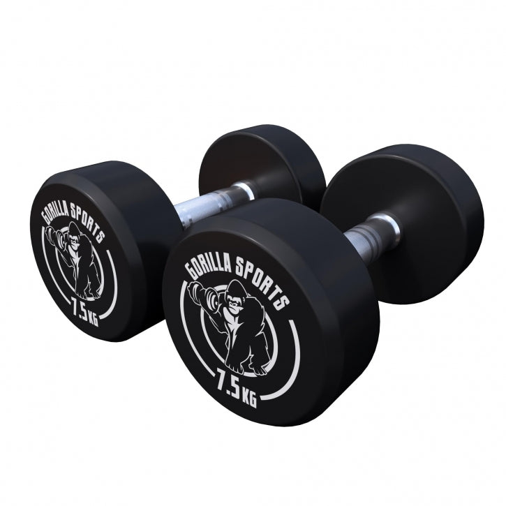 Pro kiinteä käsipainopari, kumipinnoitettu, 2,5–15 kg