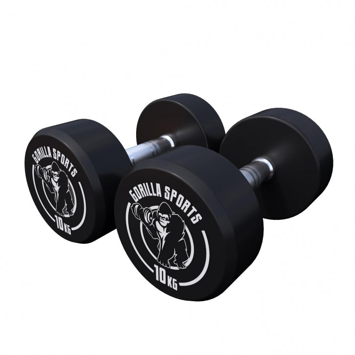 Pro kiinteä käsipainopari, kumipinnoitettu, 2,5–15 kg