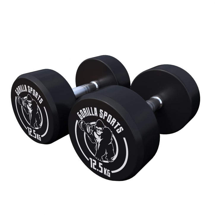 Pro kiinteä käsipainopari, kumipinnoitettu, 2,5–15 kg