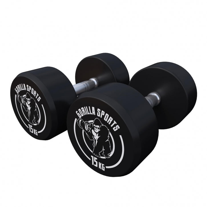 Pro kiinteä käsipainopari, kumipinnoitettu, 2,5–15 kg