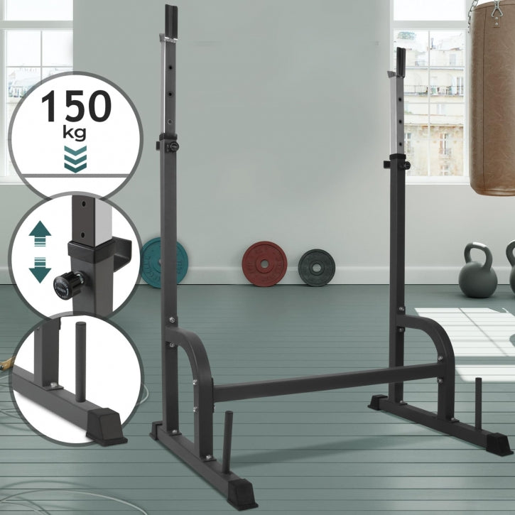 Physionics säädettävät kyykkytelineet turvaraudoilla