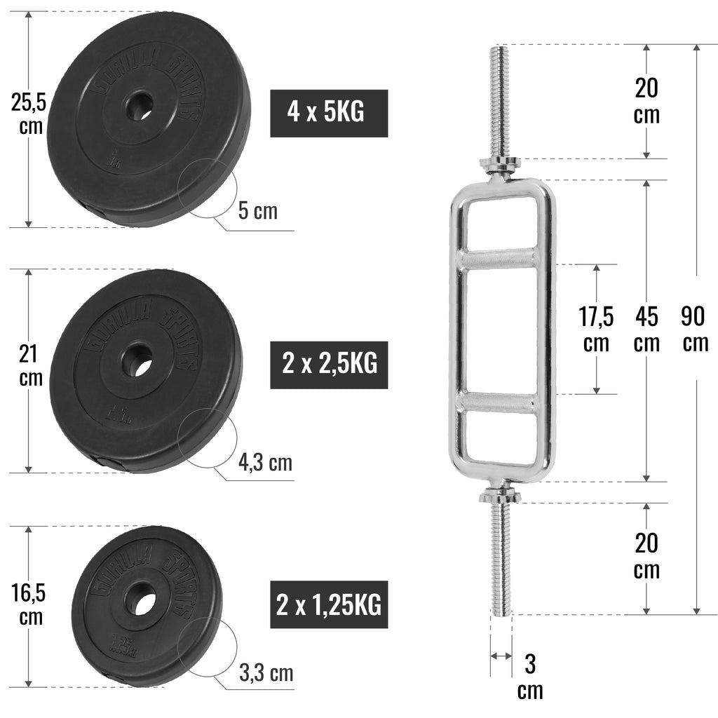 Ojentajatankosetti 35 kg vinyylipainoilla