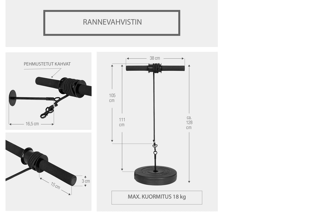 Levypainovastuksellinen Rannevahvistin, max 18 kg