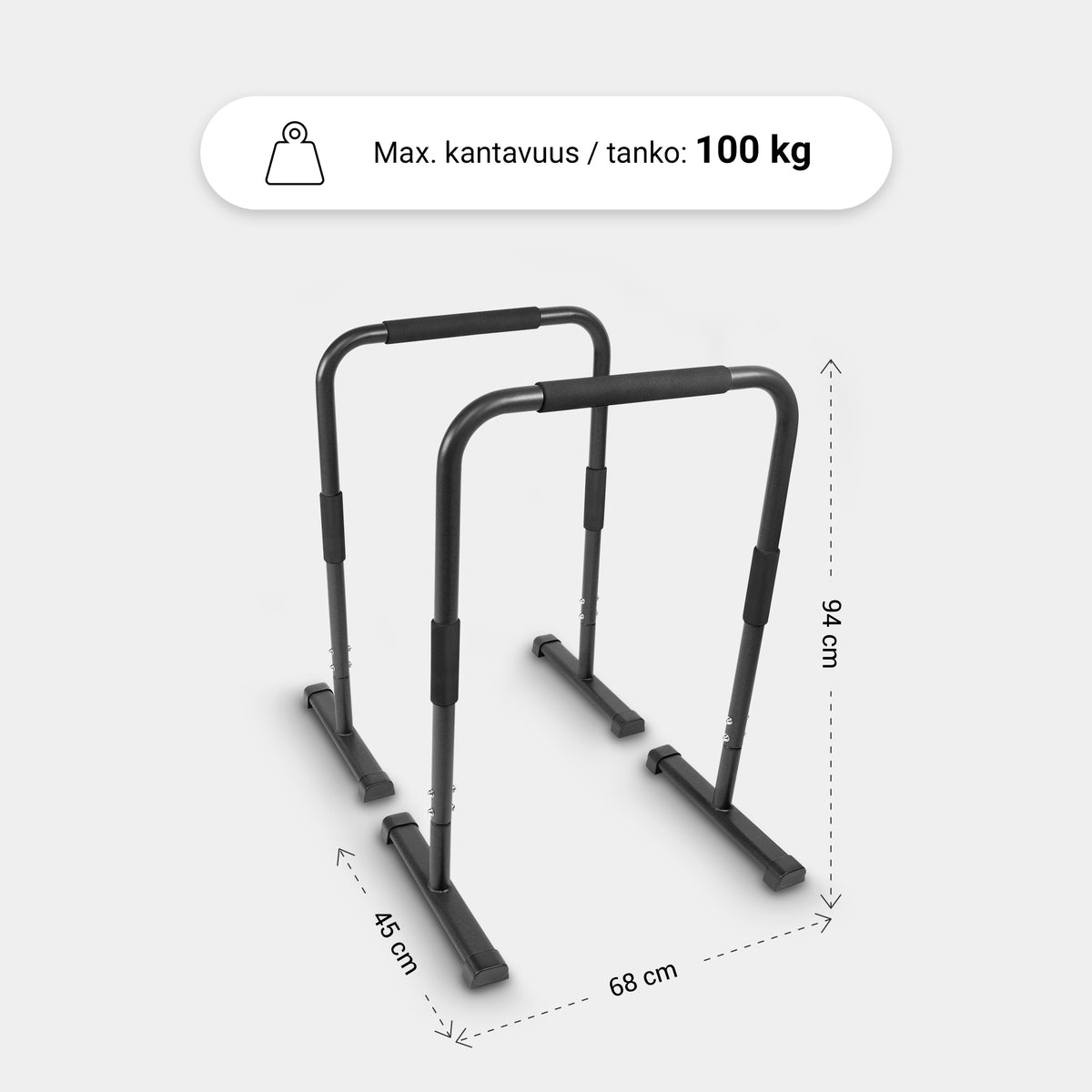 Dippitelineet / nojapuut kotiin 94 cm kehonpainotreeniin