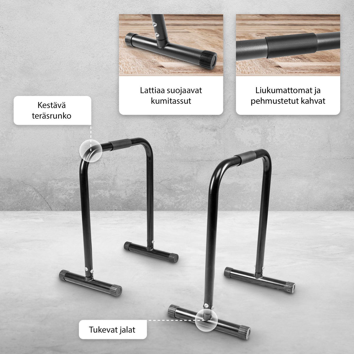 Dippitelineet / nojapuut kotiin 73 cm kehonpainotreeniin