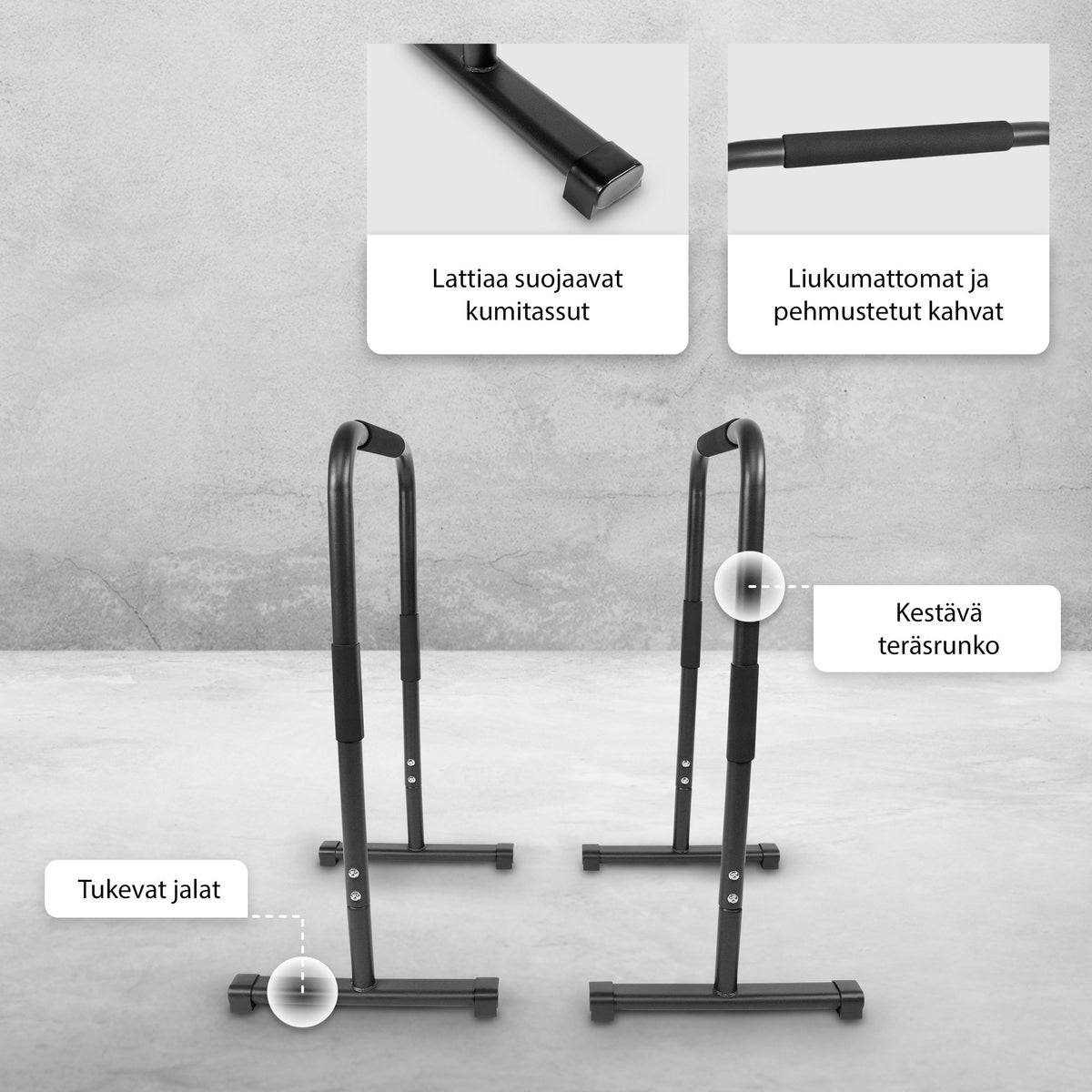 Dippitelineet / nojapuut kotiin 94 cm kehonpainotreeniin
