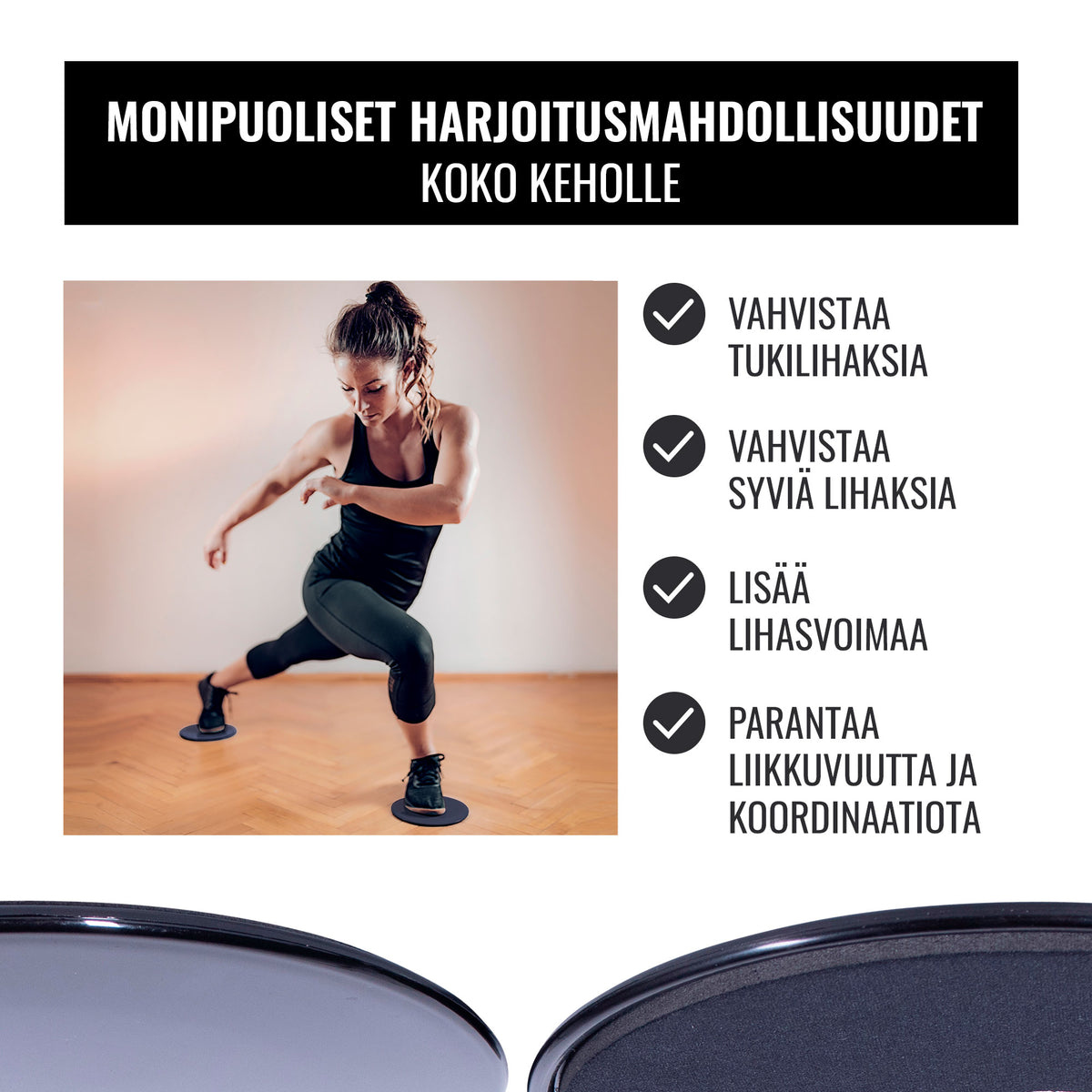 Liukutyynyt säilytyspussilla, 2 kpl