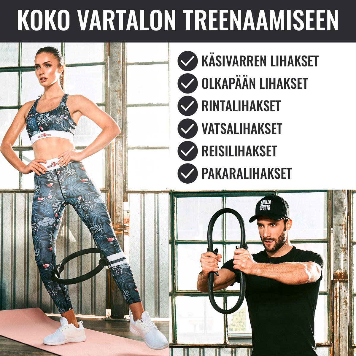 Pilatesrengas 39 cm ergonomisilla kahvoilla
