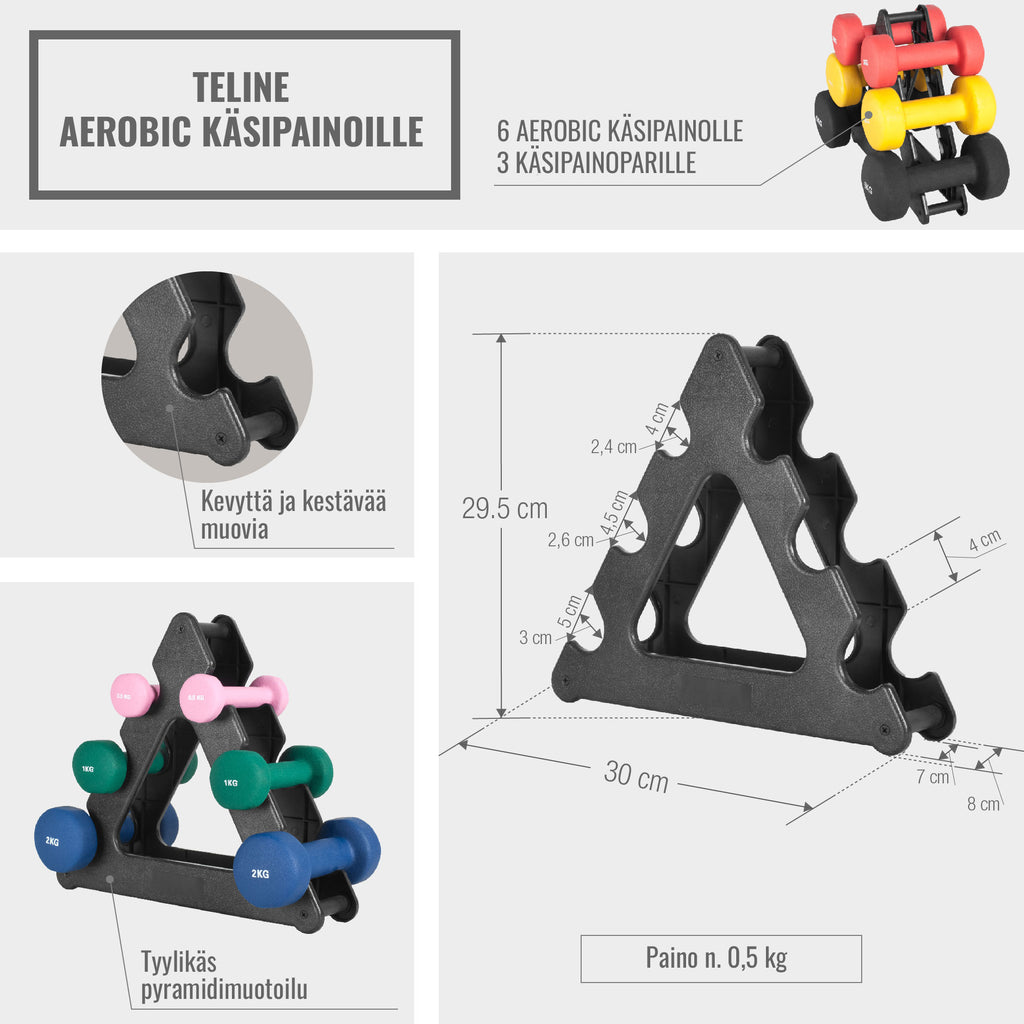 Kolmio käsipainoteline aerobic-käsipainoille