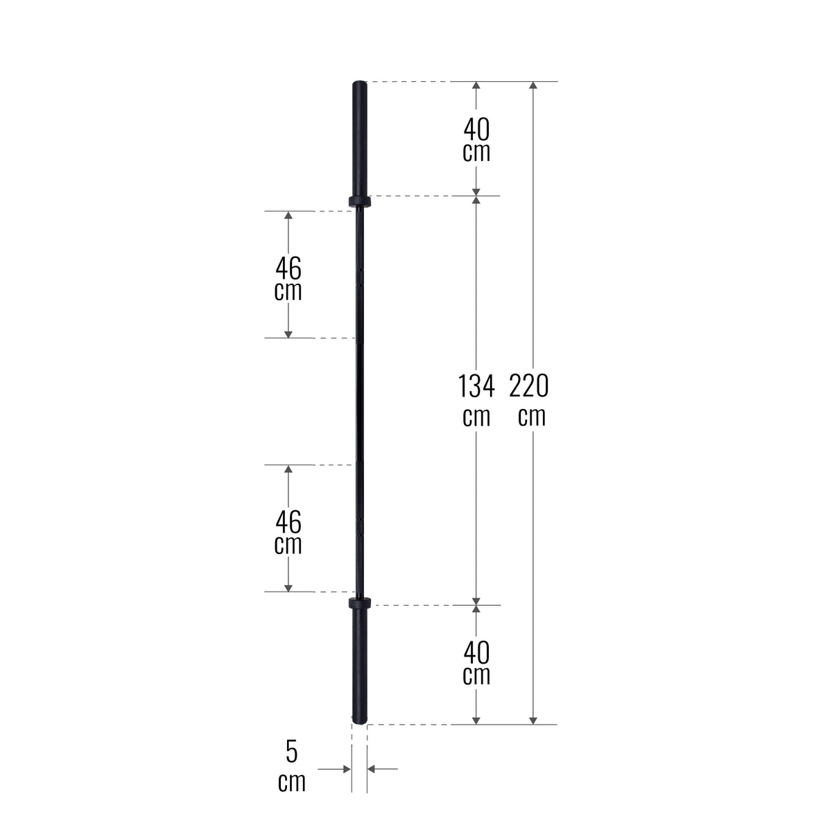 Olympia-levytanko 220 cm 20 kg, musta
