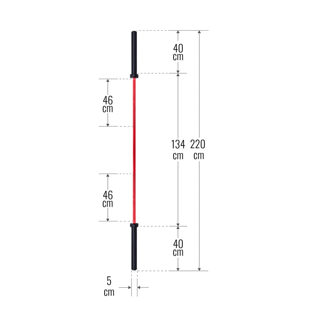 Olympia-levytanko 220 cm 20 kg punainen/musta