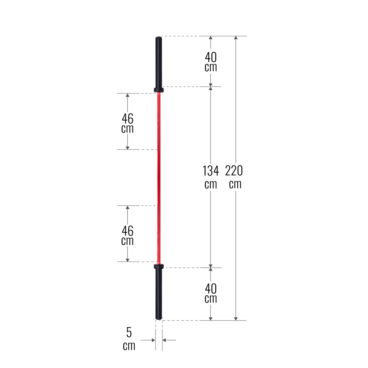 Olympia-levytanko 220 cm 20 kg punainen/musta