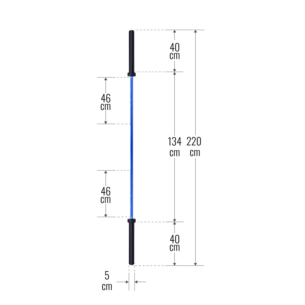 Olympia-levytanko 220 cm 20 kg sininen/musta