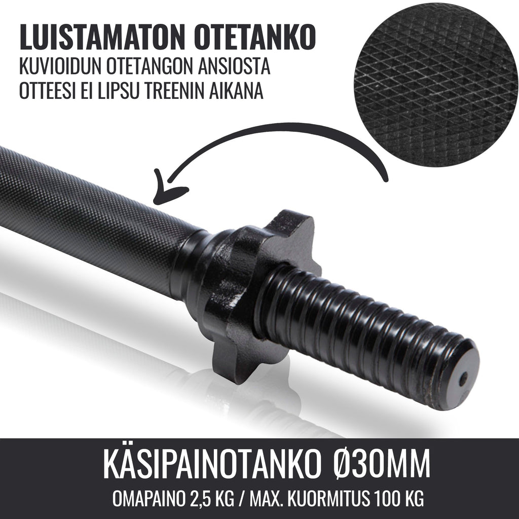 Käsipainotangot kierrelukoilla 30 mm, 35 cm, 2 kpl