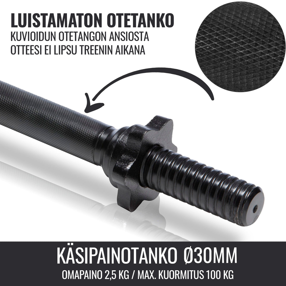 Käsipainotangot kierrelukoilla 30 mm, 35 cm, 2 kpl