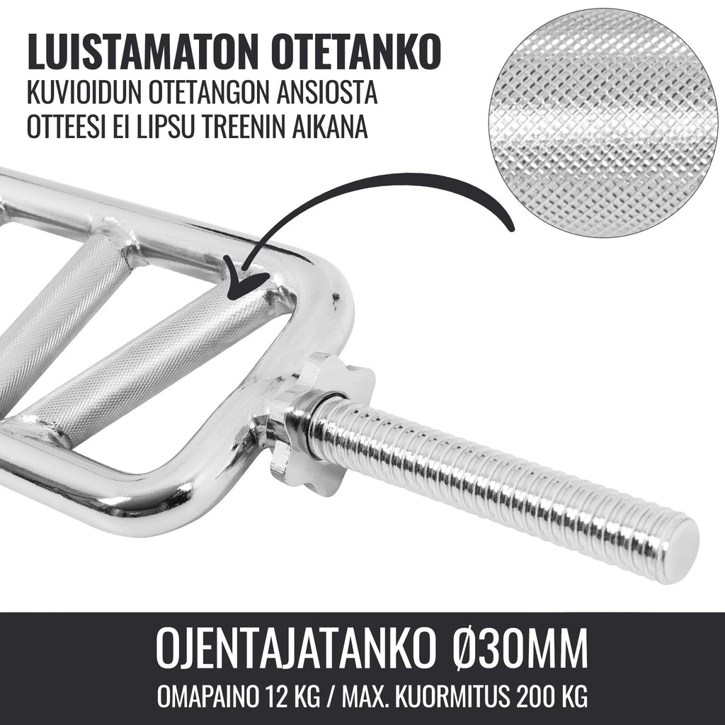 Ojentajatanko viisto-otteella kierrelukoilla