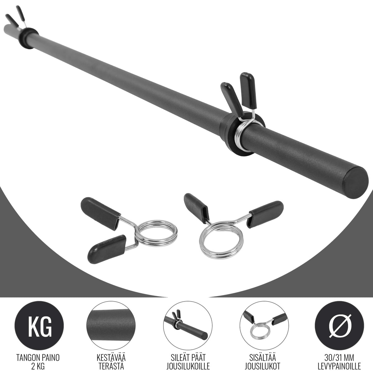 Aerobic-/pump-tanko 130 cm – jousilukoilla, musta