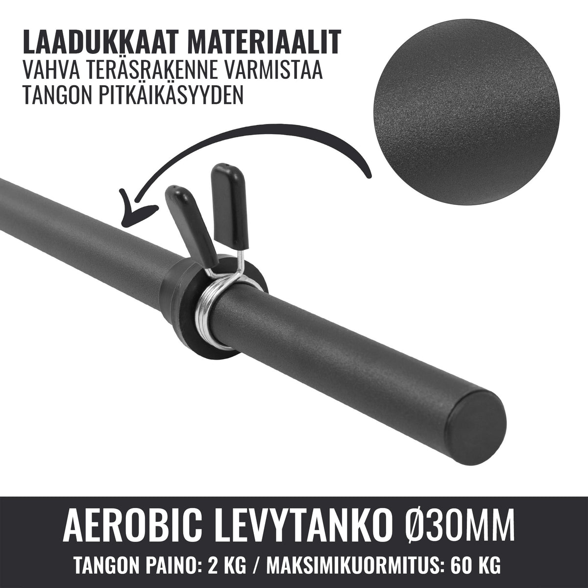Aerobic-/pump-tanko 130 cm – jousilukoilla, musta