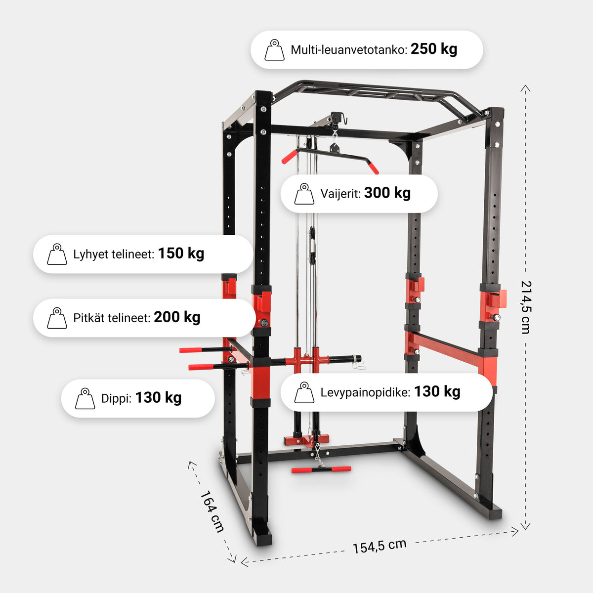 Power Rack kyykkyhäkki ala- ja ylätaljalla