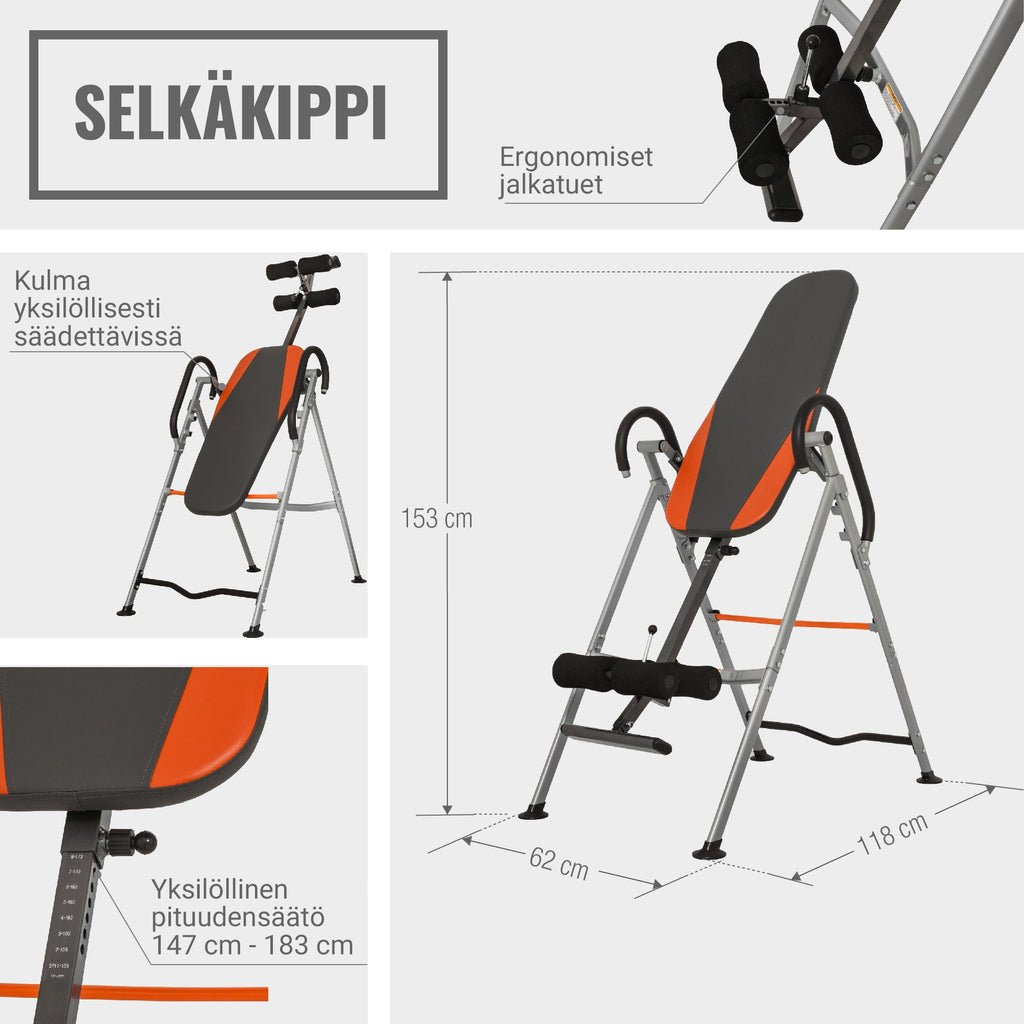 Säädettävä selkäkippi / inversiopenkki