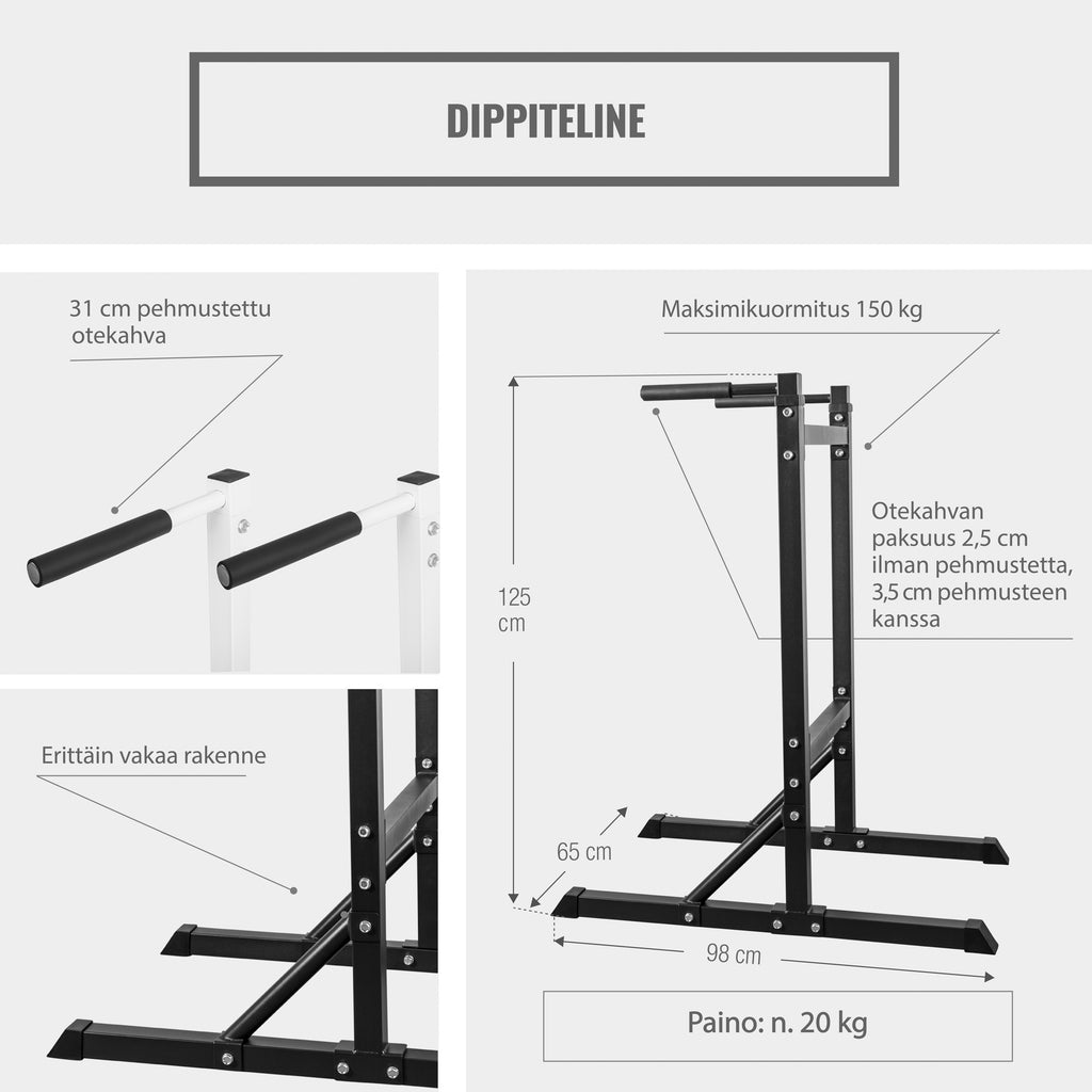 Dippiteline pehmustetuilla kahvoilla, valkoinen