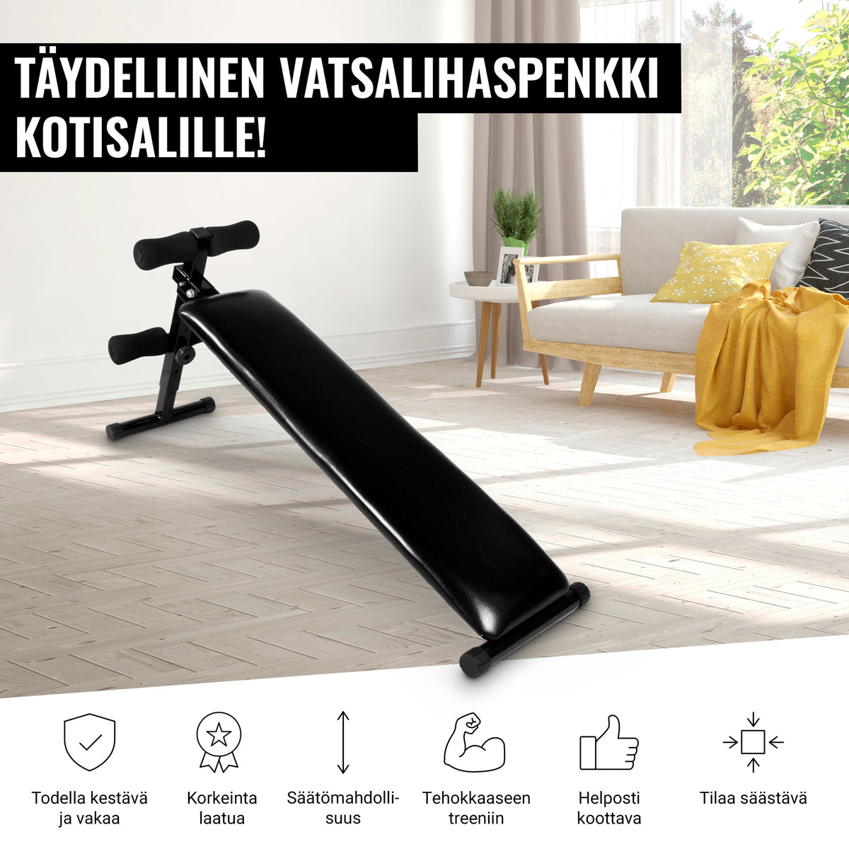Säädettävä vatsalihaspenkki ja 5-in-1 leuanvetotanko
