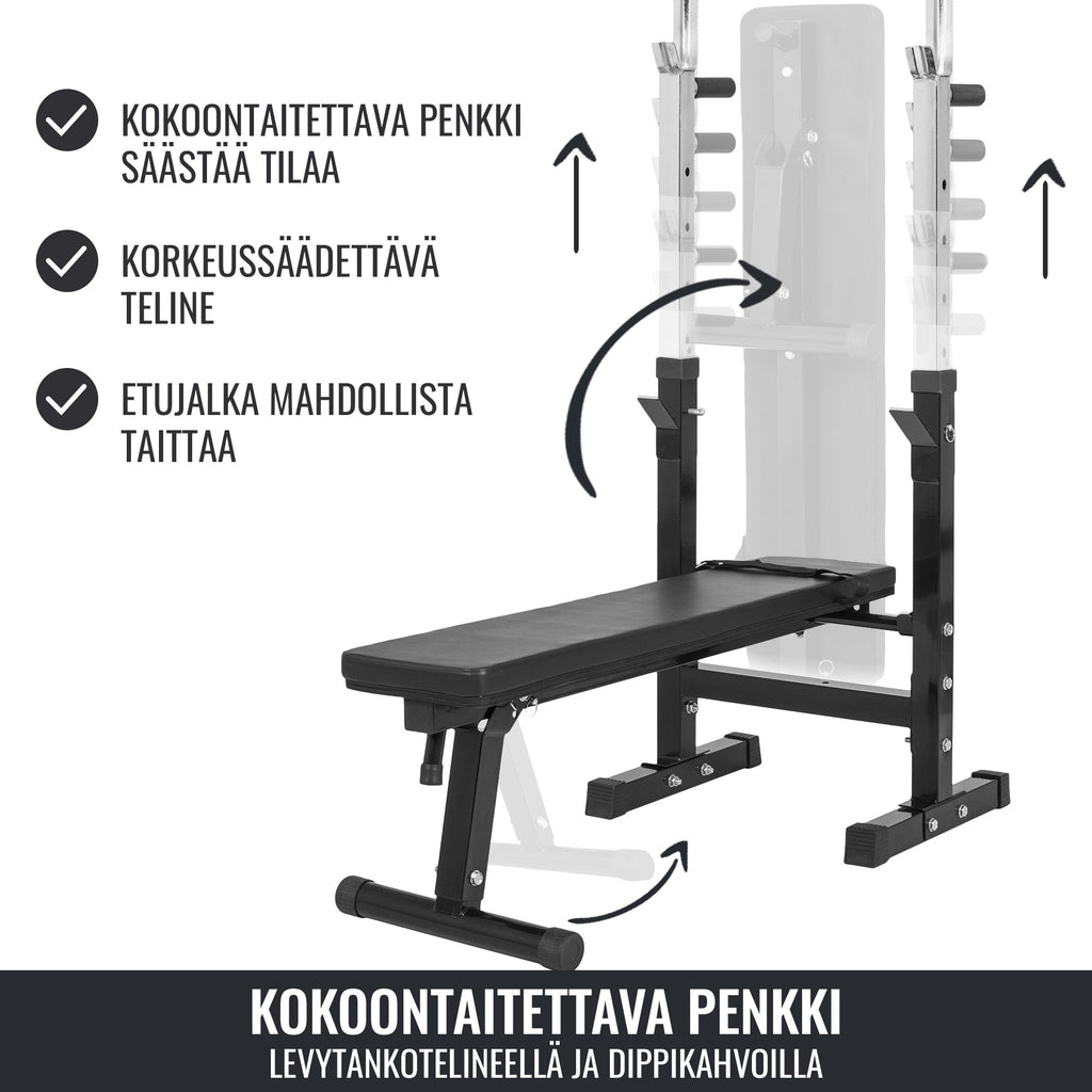 Säädettävä punnerruspenkki dippikahvoilla, musta