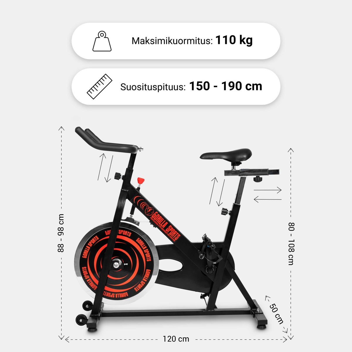 Säädettävä spinningpyörä 13 kg vauhtipyörällä