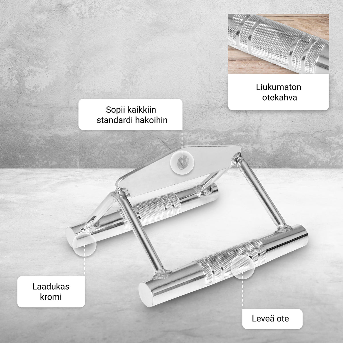 Leveä V-kahva taljaan 18,5 cm