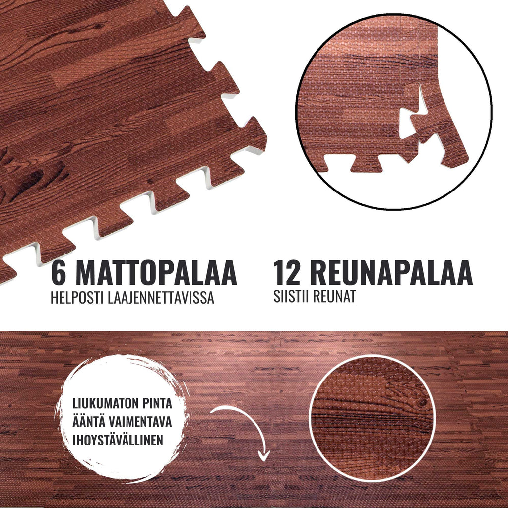 Suojamatto 6 palaa + 12 reunapalaa 60 x 60 x 1,2 cm