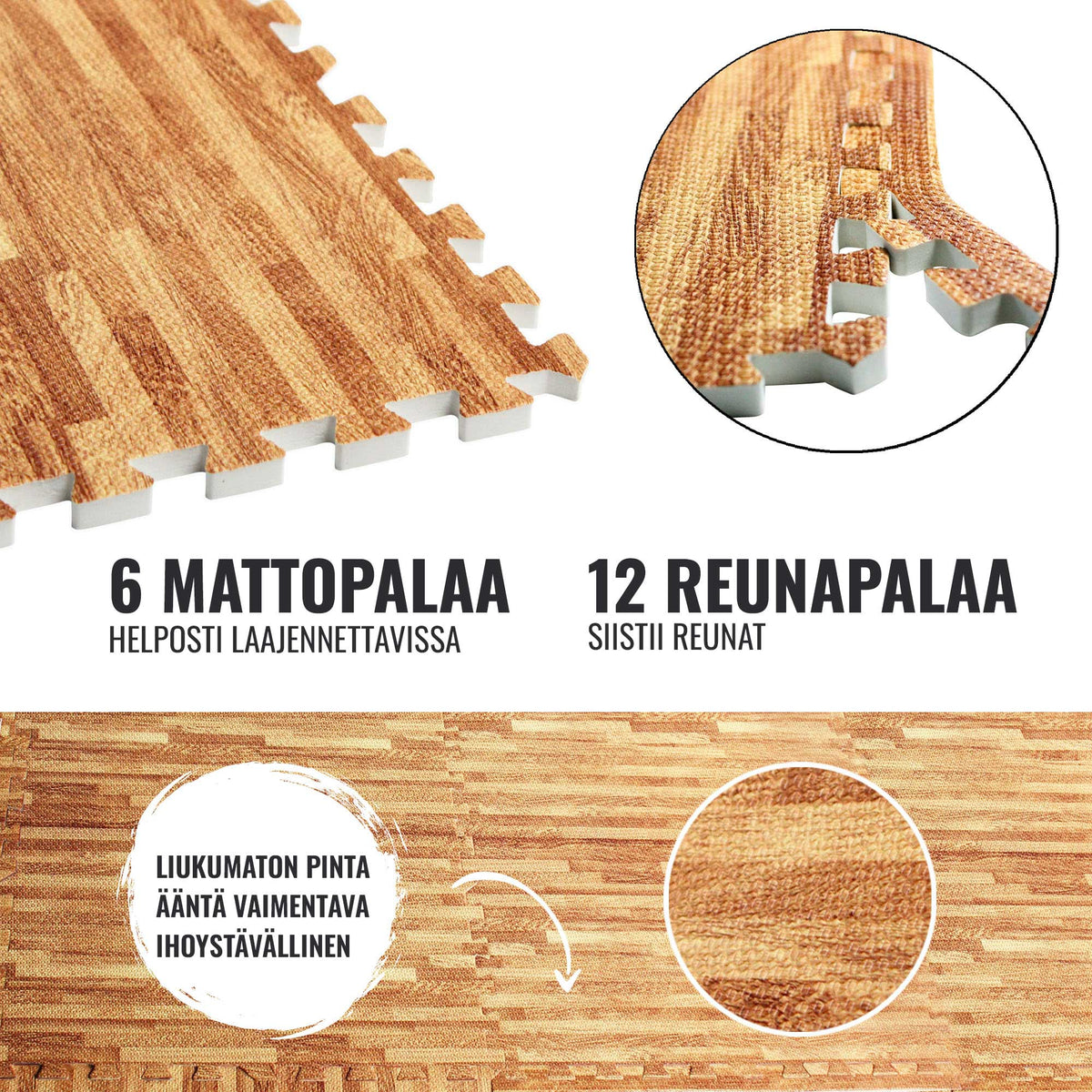 Suojamatto 6 palaa 60 x 60 x 1,2 cm, puukuosi