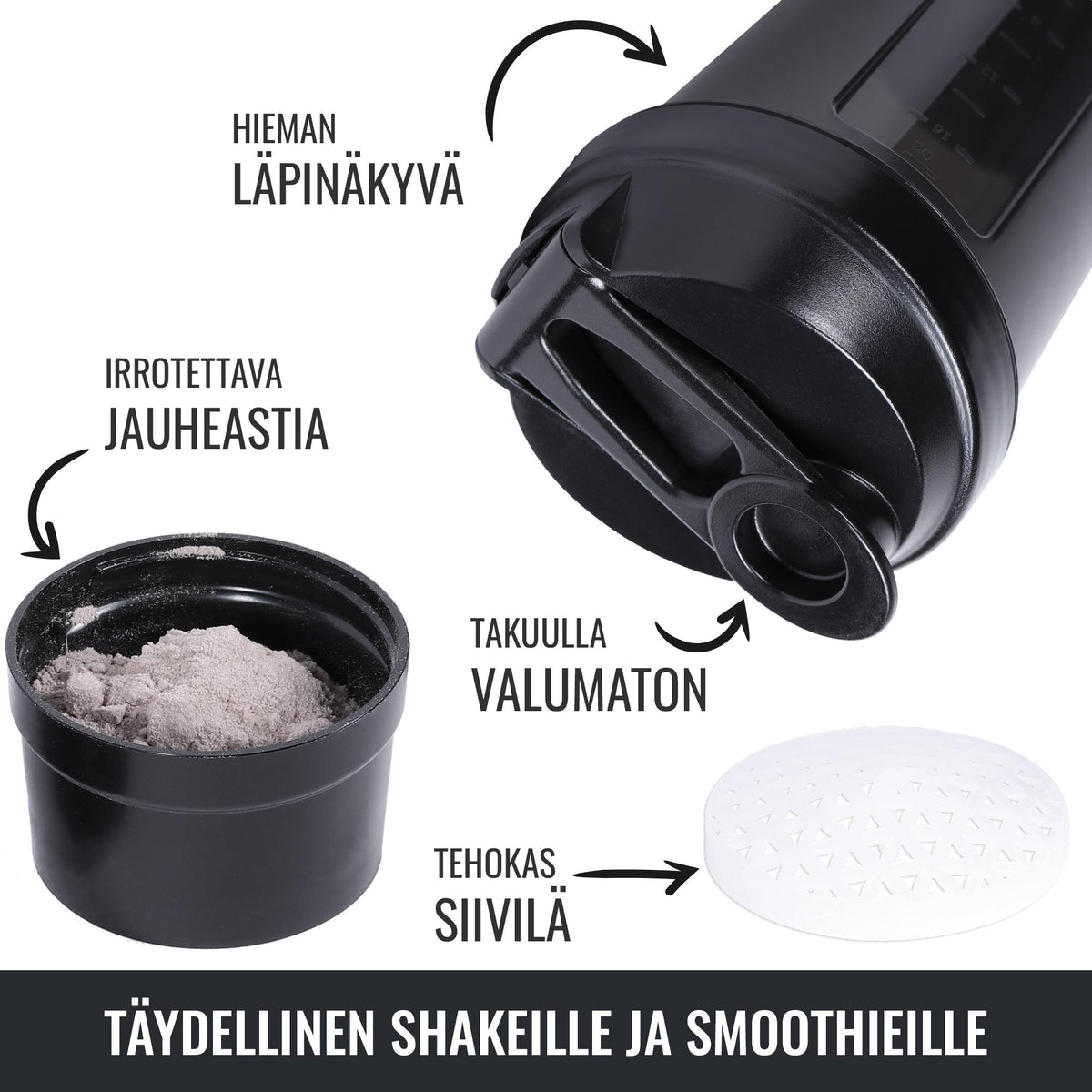 Shaker jauhelokerolla 500 ml