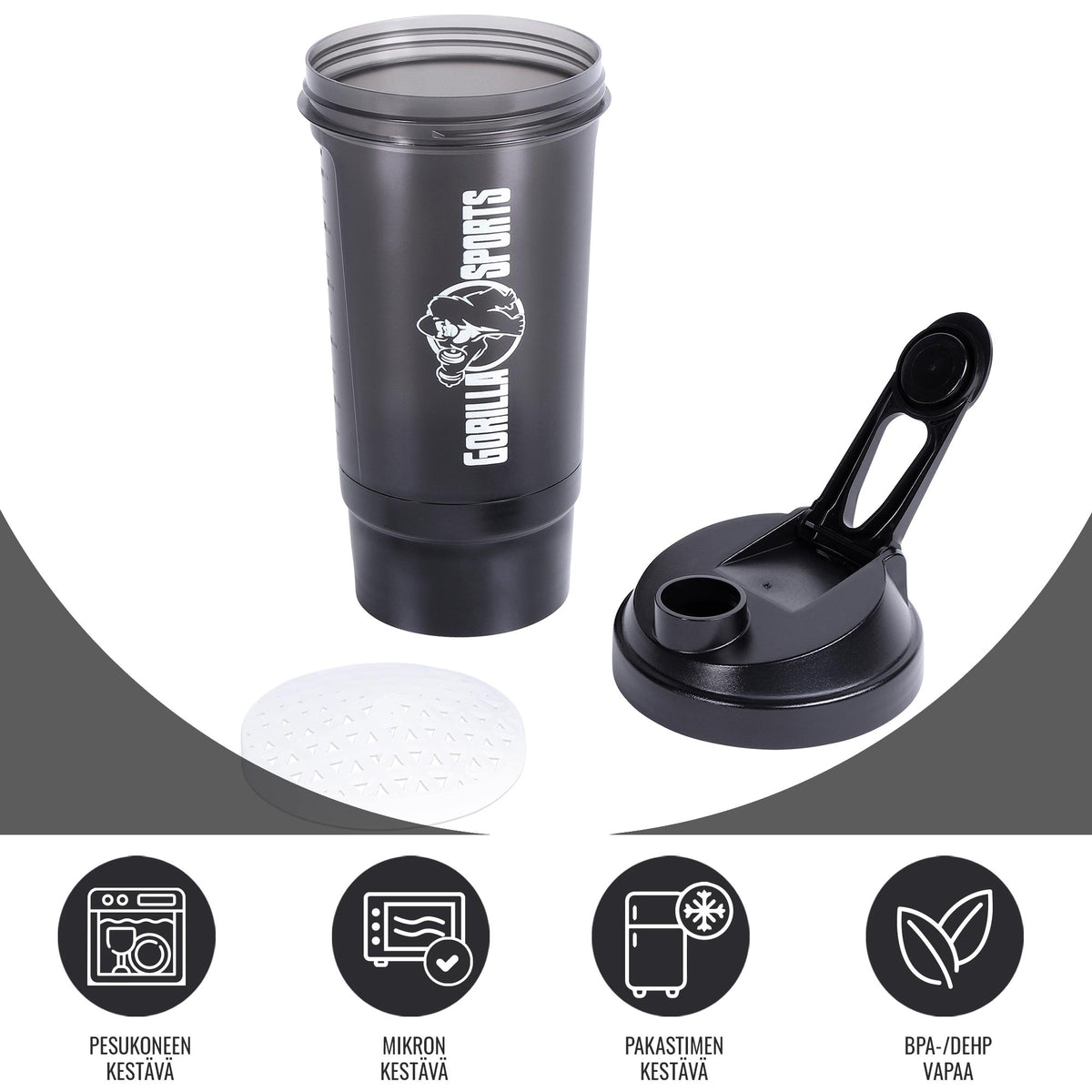 Shaker jauhelokerolla 500 ml