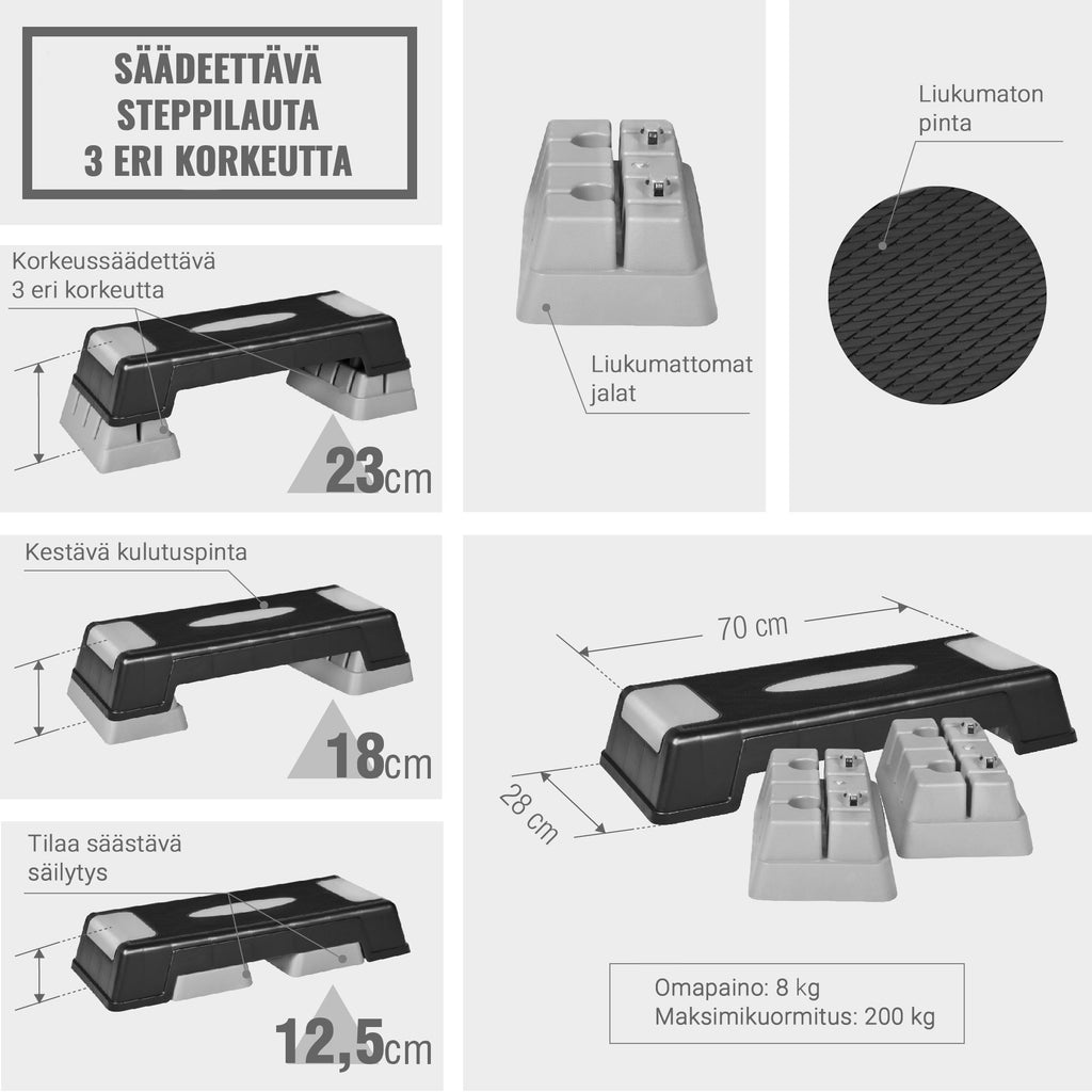 Korkeussäädettävä steppilauta XS