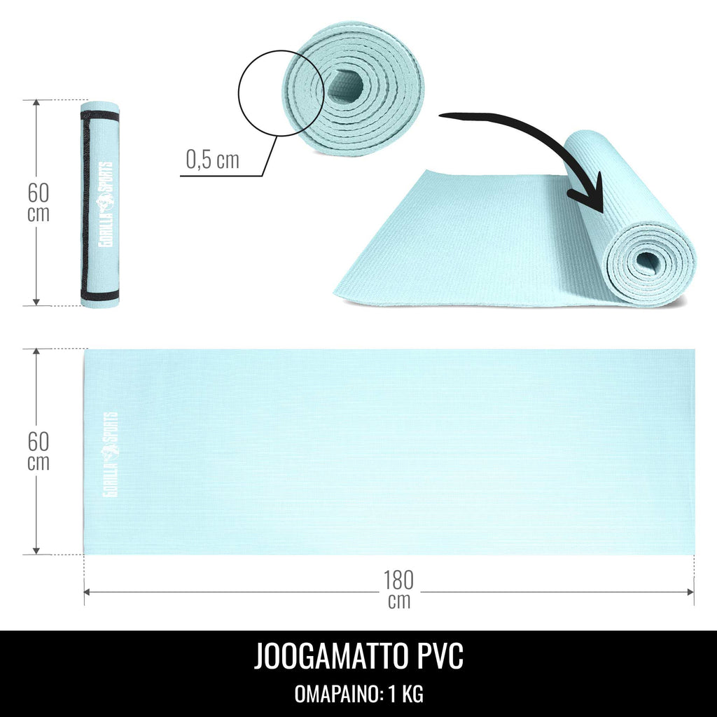 Joogamatto 5 mm 180 x 60 cm kantohihnalla