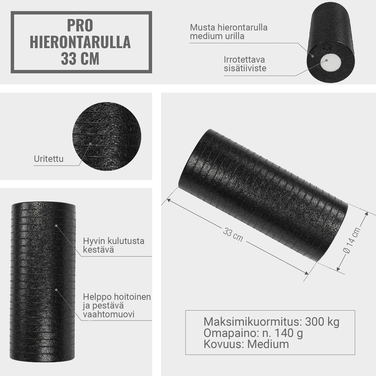 Pilatesrulla PRO 33 x 14 cm