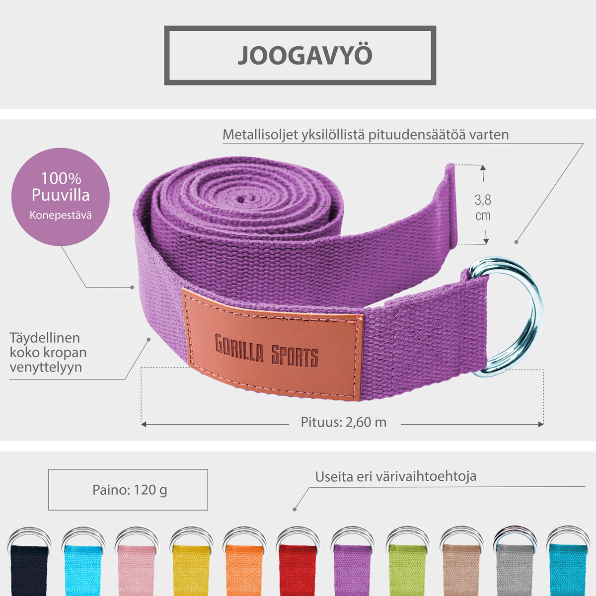 Joogasetti joogatyynyllä ja joogavyöllä