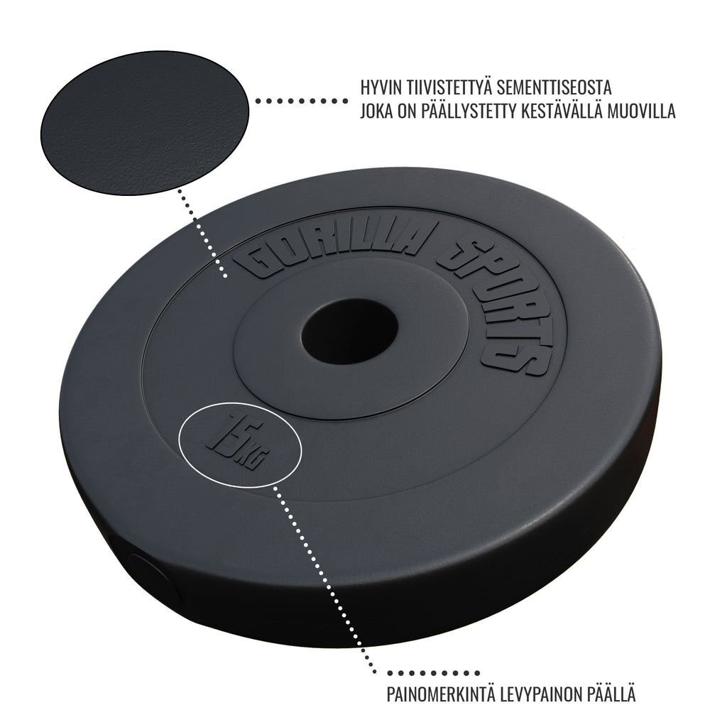 Vinyylipäällysteinen levypaino 15 kg 50 mm