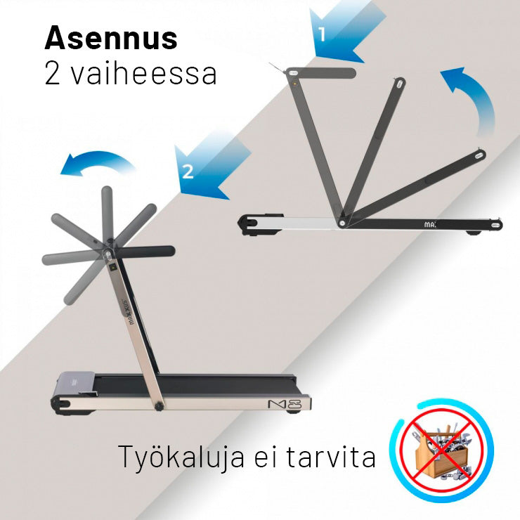 M8 kokoontaitettava juoksumatto, hopea